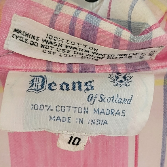 DEAN OF SCOTTLAND Vintage Striped Button Down Pink Shirt Size 10 - Picture 3 of 4